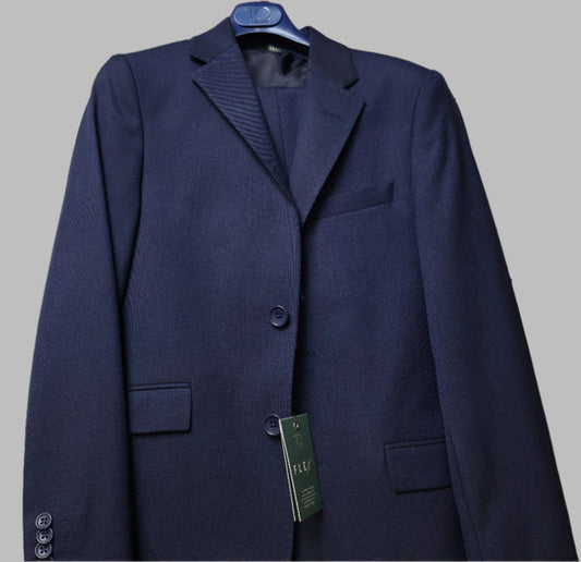T.O. Boys Blue On Navy Flex Suit-Pinpoint Weave Flex-25-Slim Fit