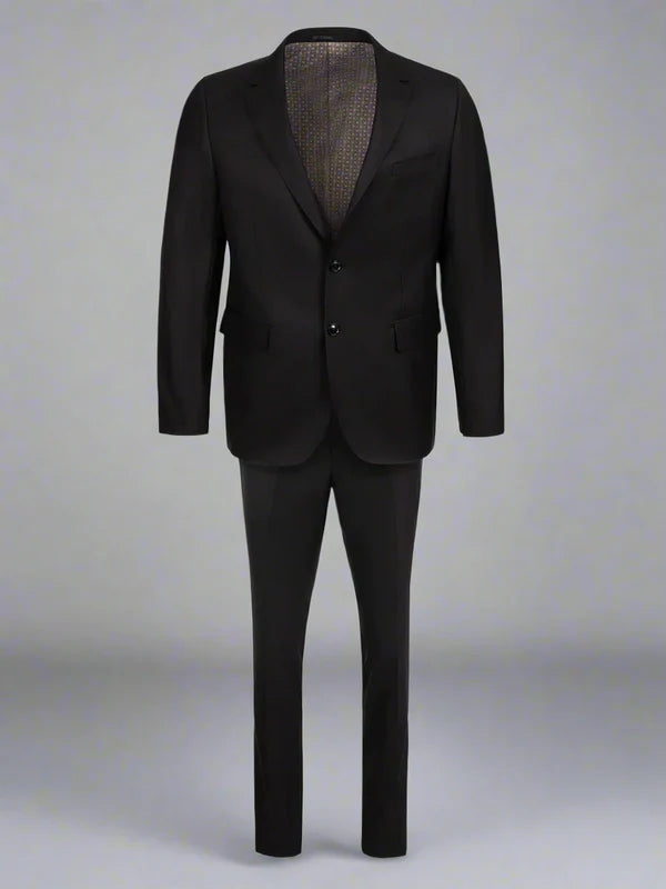 Cardeliano Mens Black Wool Suit-Classic Fit 100-1