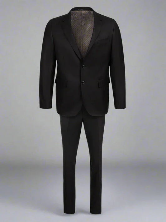 Cardeliano Mens Black Wool Suit-Classic Fit 100-1