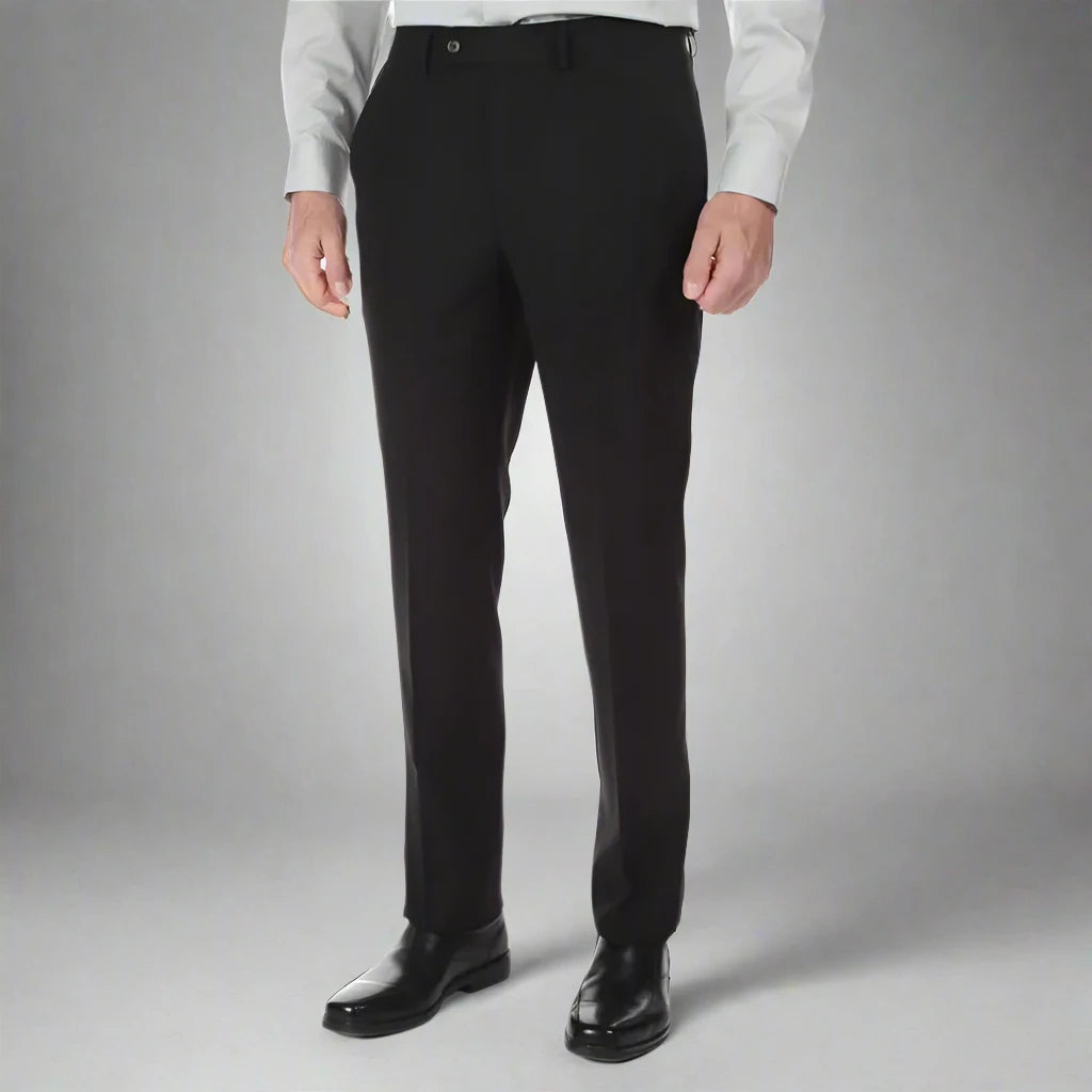 Giles & Jasper Wool Black Stretch Suit Pants