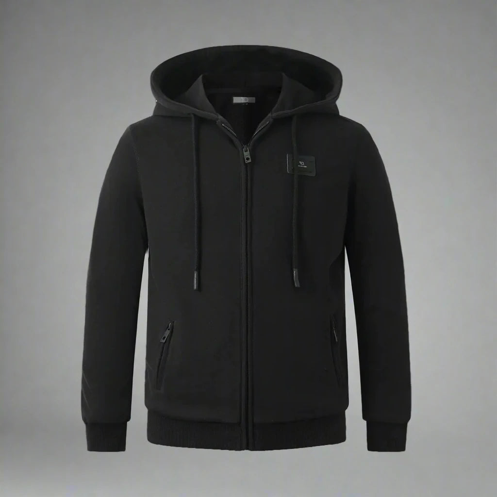 TO Men's Full Zip Black Sweater