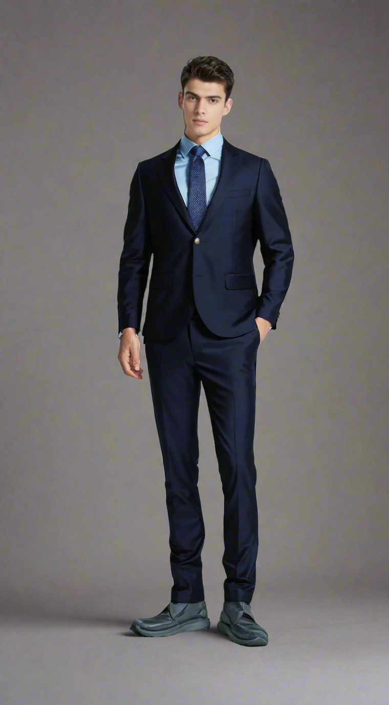 Cardeliano mens wool navy suit