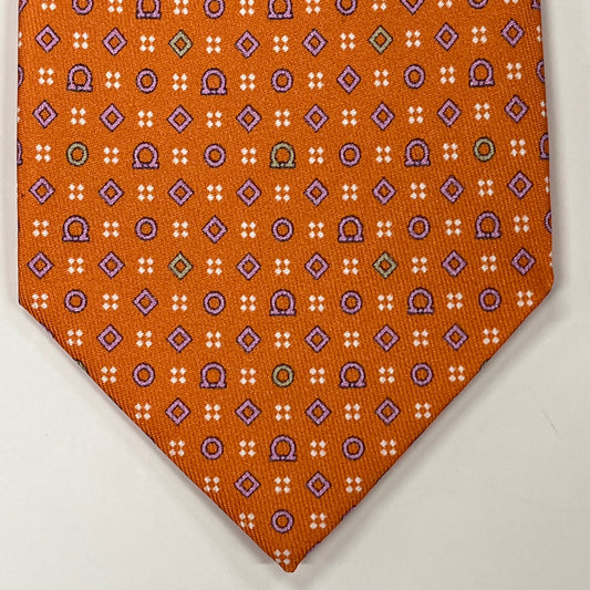 Ferragamo Mens Tie Orange Pattern FR0005