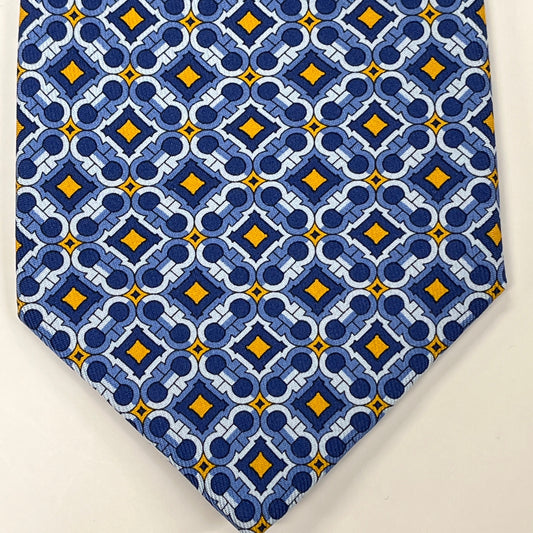 Ferragamo Mens Tie Blue Yellow Diamond FR0007