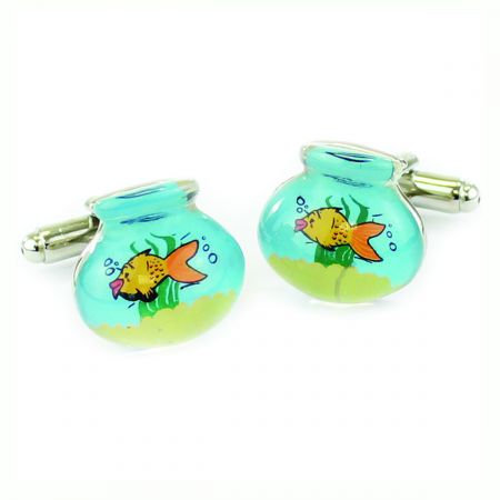 Unique Whimsical Goldfish Bowl Cufflinks