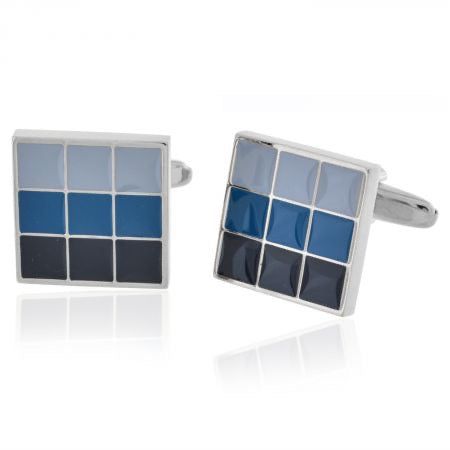 Blue Checkered Glass Cufflinks