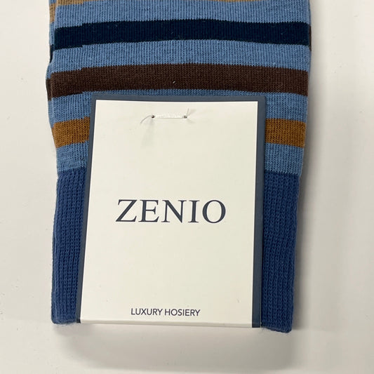 Zenio Boys Blue Brown Striped Dress Socks - Luxury Hosiery ZS0009