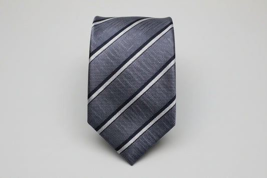 Bruno Piattelli Mens Silk Tie Silver Striped BRO413