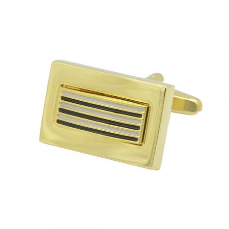 Gold & Black Cufflinks Striped Design