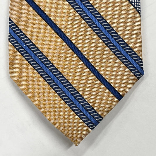 Bruno Piattelli Yellow Blue Stripes Silk Tie BR0357