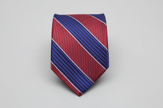 Bruno Piattelli Mens Silk Tie Red Blue Striped BRO403