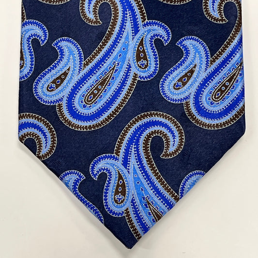Zegna Blue Paisley Silk Tie - Men's Luxury Fashion EG0006