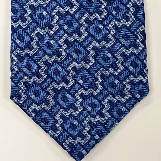 Ferragamo Mens Thin Tie Blue Puzzle FR0013