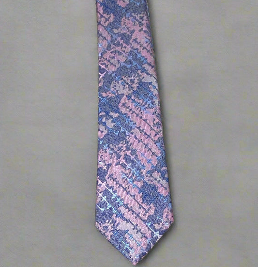 TO Boys Tie Pink Blue Design TB375-1