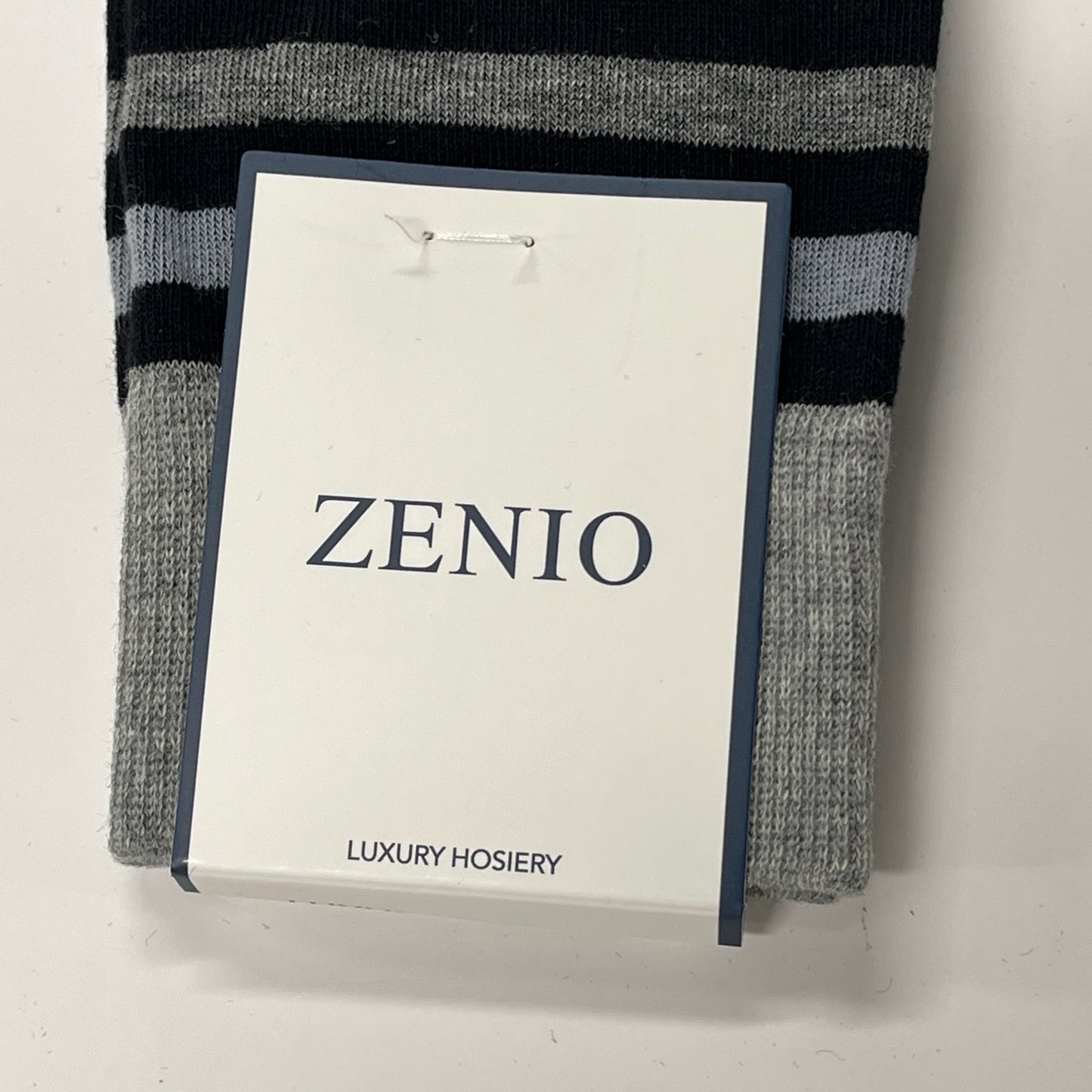 Zenio Boys Gray Black Striped Dress Socks - Luxury Hosiery ZS0006