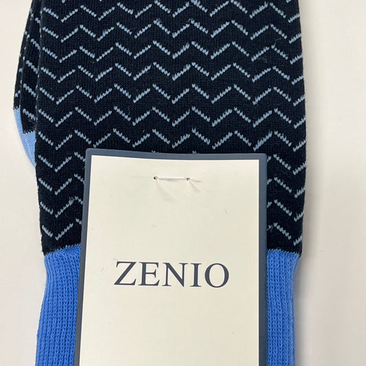 Zenio Boys Cotton Blue Chevron Formal Socks - Luxury Hosiery ZS0001