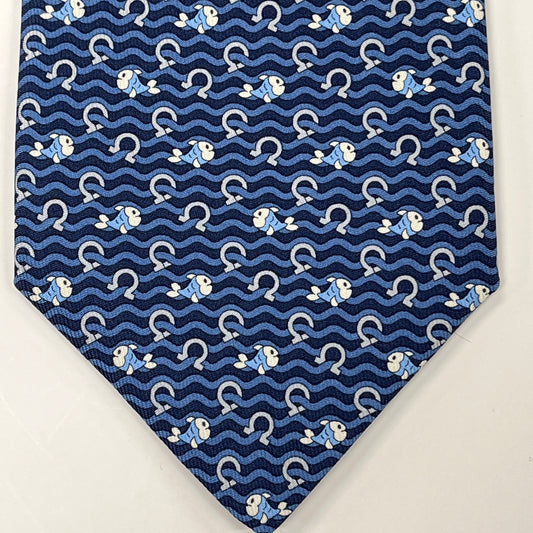 Ferragamo mens Tie Ocean Blue Fish FR0010