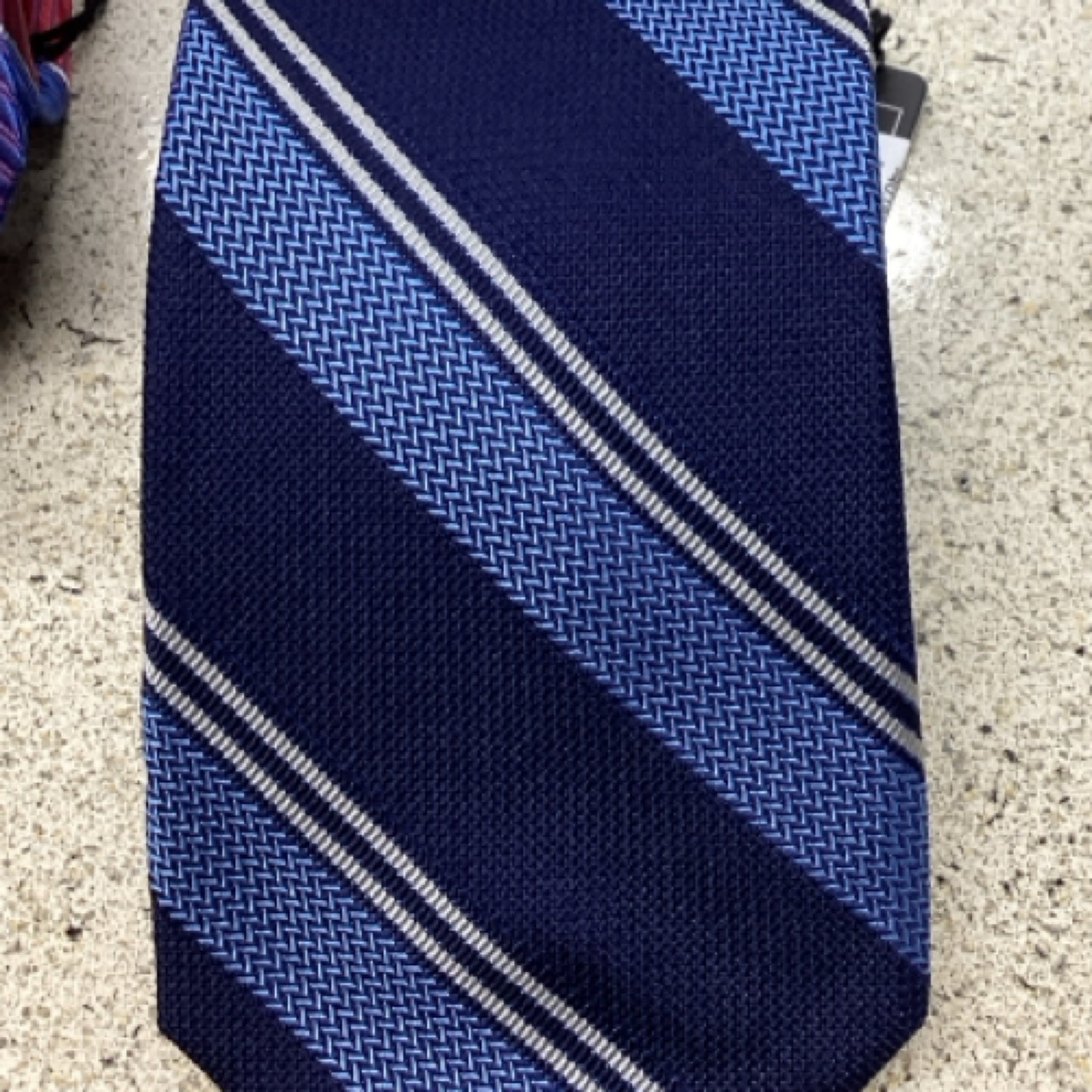 Bruno Piattelli Mens Silk Knit Tie Navy Striped BRO406