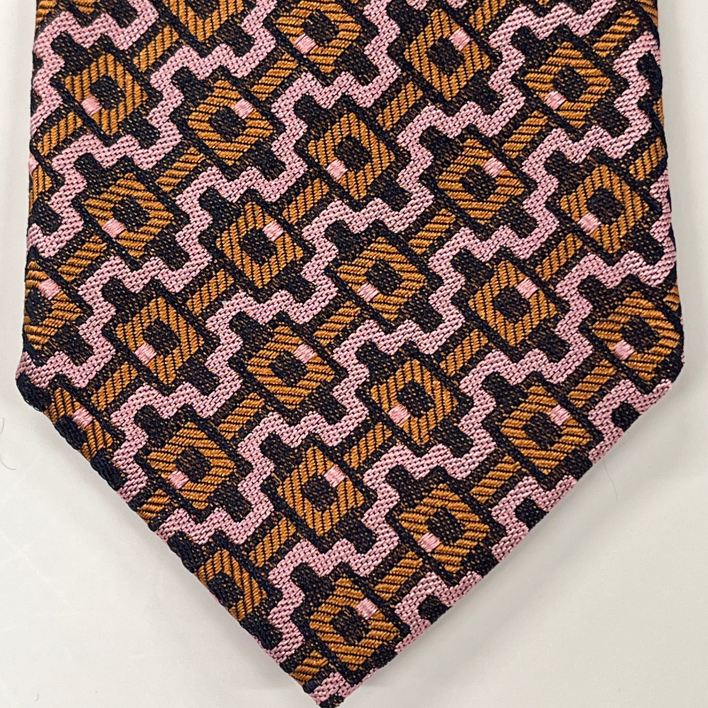 Ferragamo Mens Thin Tie Bronze Mauve Puzzle FR0014