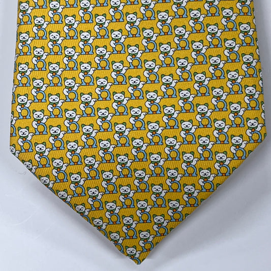 Ferragamo Mens Tie Yellow Cat Anchor  FR0001