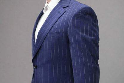 Cardeliano Men's Wool Dark Blue White Pinstripe Suit YB18506