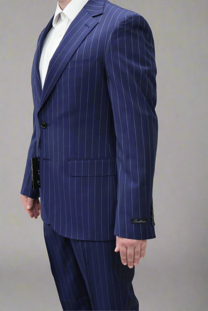 mens cardeliano wool Blue pinstripe suit